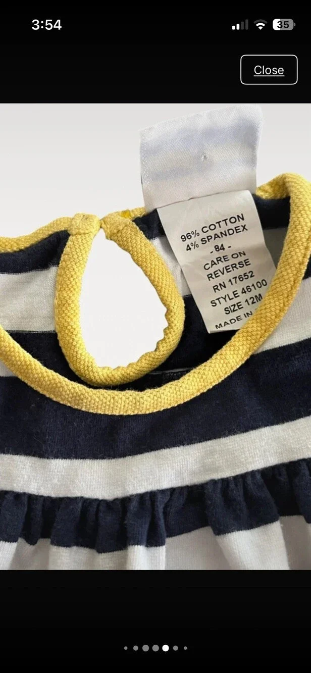 Florence Eiseman Baby Girls Nautical Stripe Flower Pocket Dress 12M